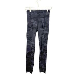 Lululemon Fast & Free II‎ Camo Pocket Tights Women's Size 4 Black Gray